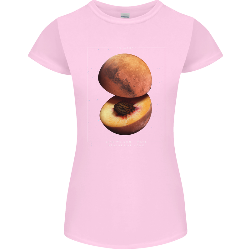 To Mars Peaches Space Planets Cosmos Womens Petite Cut T-Shirt Light Pink