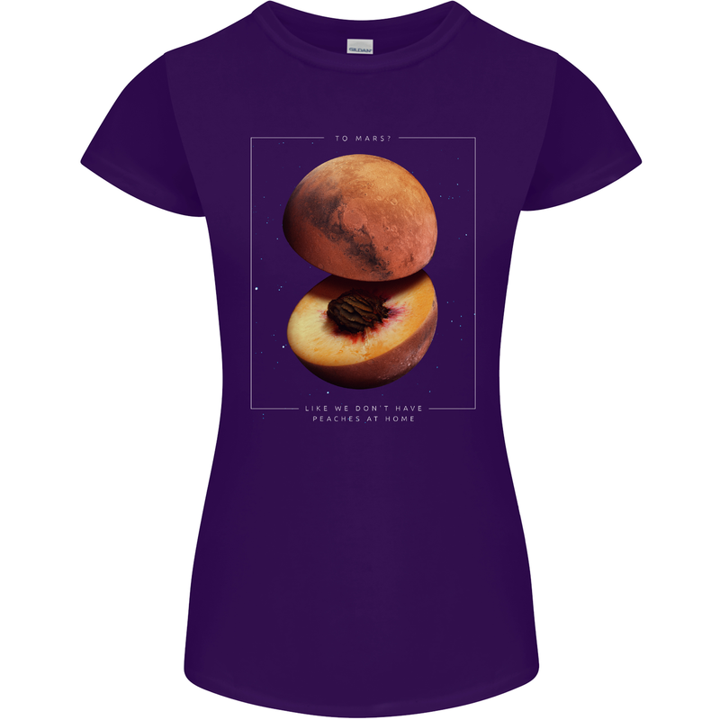 To Mars Peaches Space Planets Cosmos Womens Petite Cut T-Shirt Purple