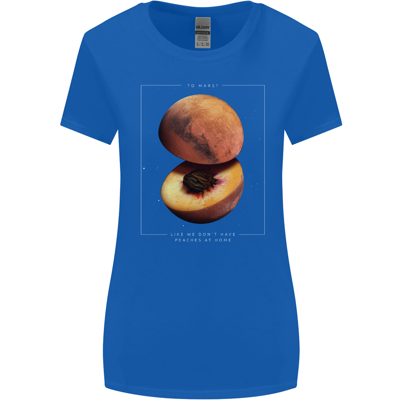 To Mars Peaches Space Planets Cosmos Womens Wider Cut T-Shirt Royal Blue