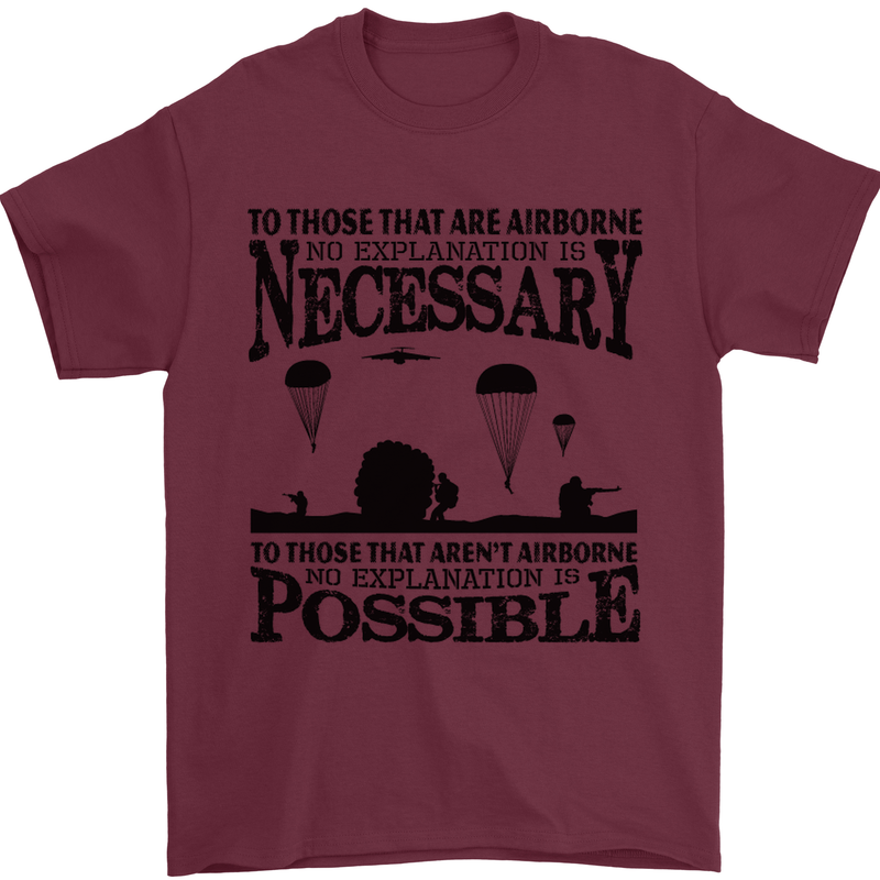 To Those Airborne Paras Parachute Regiment Mens T-Shirt Cotton Gildan Maroon