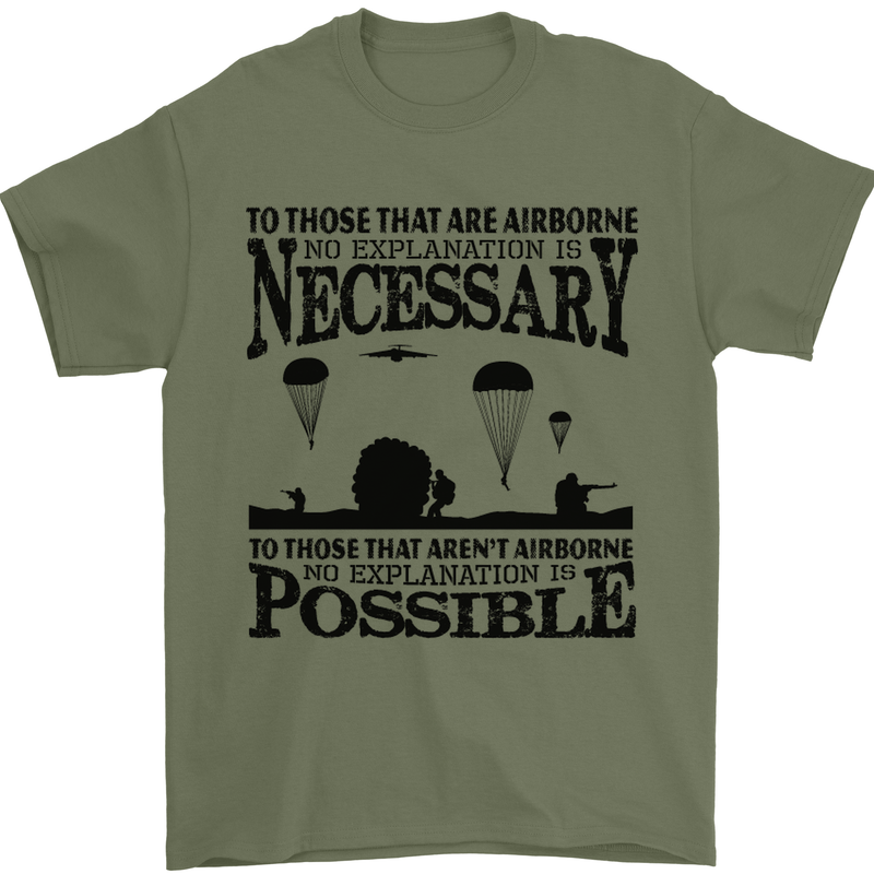To Those Airborne Paras Parachute Regiment Mens T-Shirt Cotton Gildan Military Green