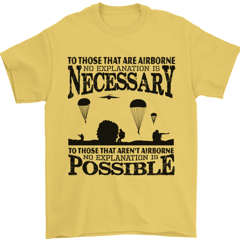 To Those Airborne Paras Parachute Regiment Mens T-Shirt Cotton Gildan Yellow