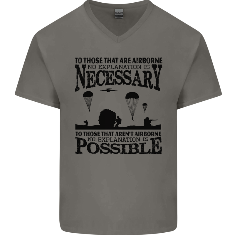 To Those Airborne Paras Parachute Regiment Mens V-Neck Cotton T-Shirt Charcoal