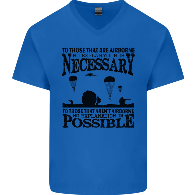 To Those Airborne Paras Parachute Regiment Mens V-Neck Cotton T-Shirt Royal Blue