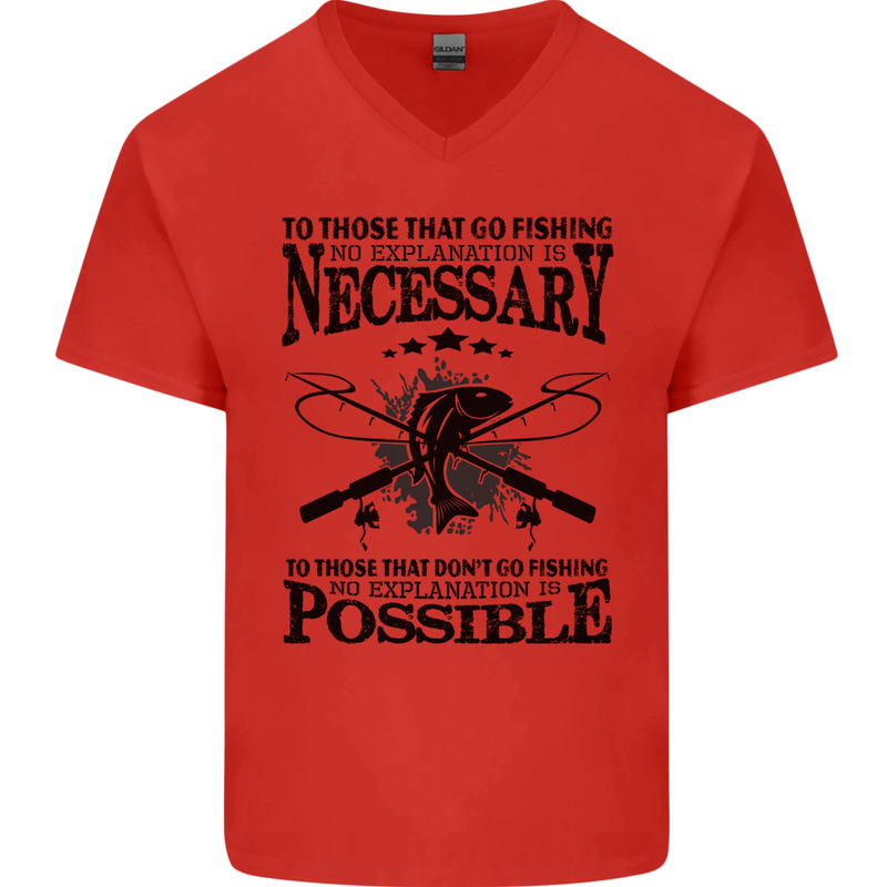 To Those That Go Fishing Funny Fisherman Mens V-Neck Cotton T-Shirt Red