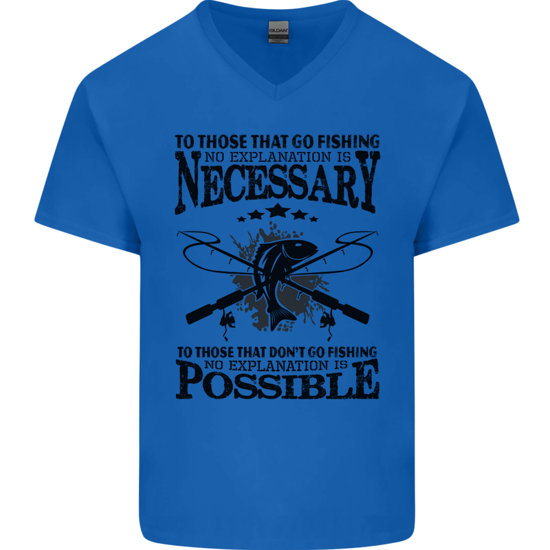 To Those That Go Fishing Funny Fisherman Mens V-Neck Cotton T-Shirt Royal Blue