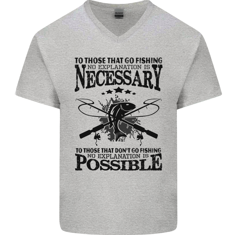 To Those That Go Fishing Funny Fisherman Mens V-Neck Cotton T-Shirt Sports Grey