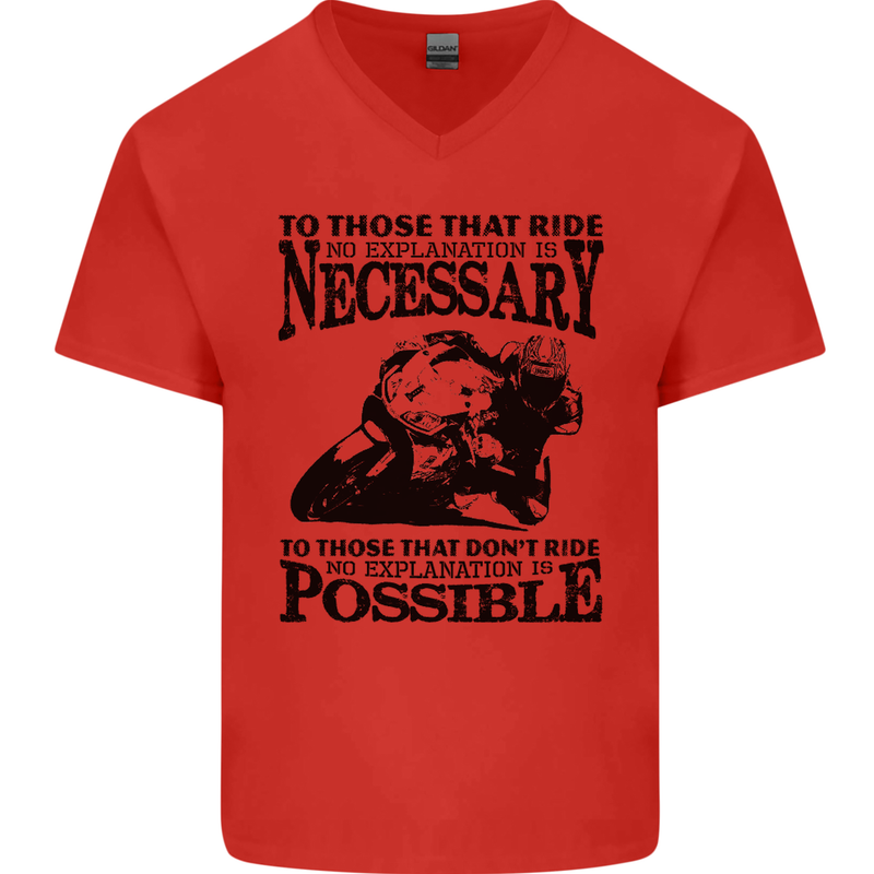 To Those Who Ride a Motorbike Biker Mens V-Neck Cotton T-Shirt Red