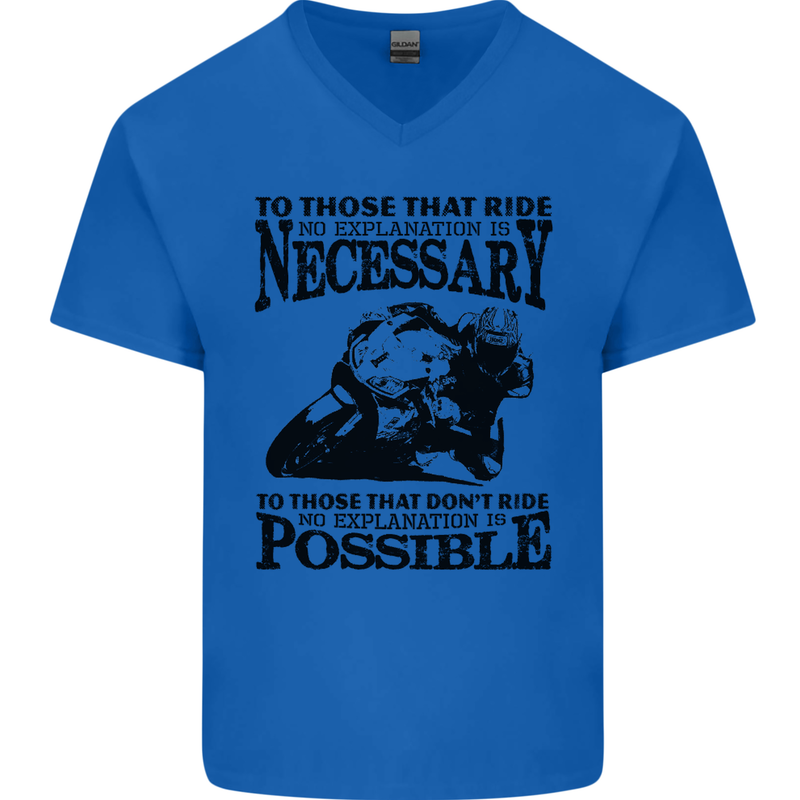 To Those Who Ride a Motorbike Biker Mens V-Neck Cotton T-Shirt Royal Blue