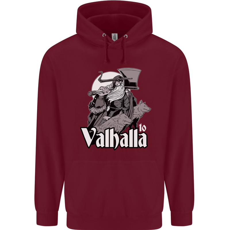 To Valhalla Viking Warrior Odin Childrens Kids Hoodie Maroon