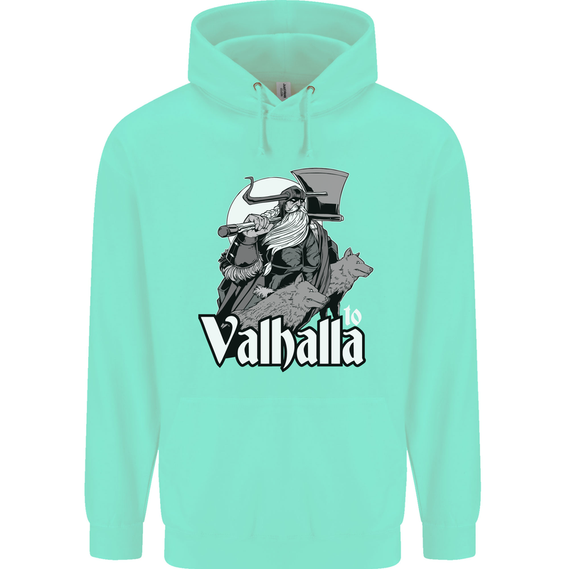 To Valhalla Viking Warrior Odin Childrens Kids Hoodie Peppermint