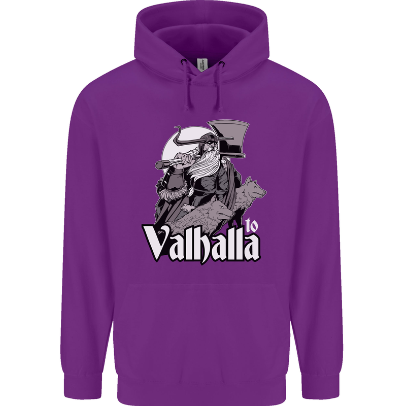 To Valhalla Viking Warrior Odin Childrens Kids Hoodie Purple