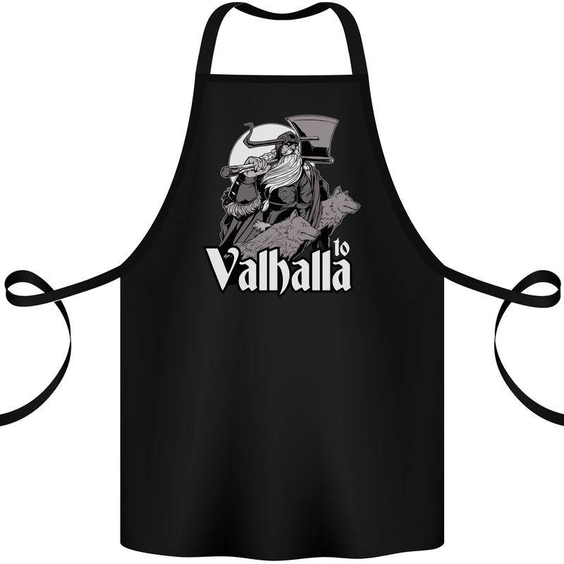 To Valhalla Viking Warrior Odin Cotton Apron 100% Organic Black