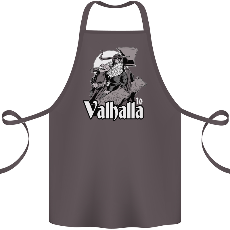 To Valhalla Viking Warrior Odin Cotton Apron 100% Organic Dark Grey