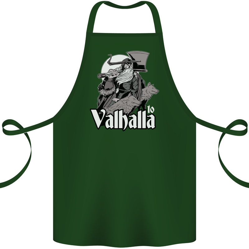 To Valhalla Viking Warrior Odin Cotton Apron 100% Organic Forest Green