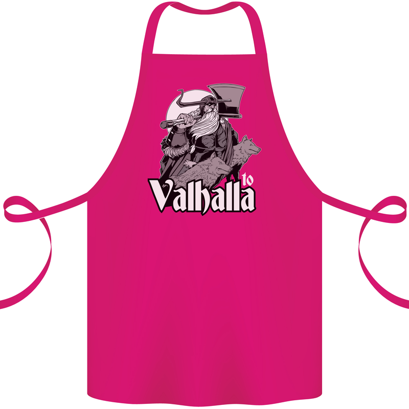 To Valhalla Viking Warrior Odin Cotton Apron 100% Organic Pink