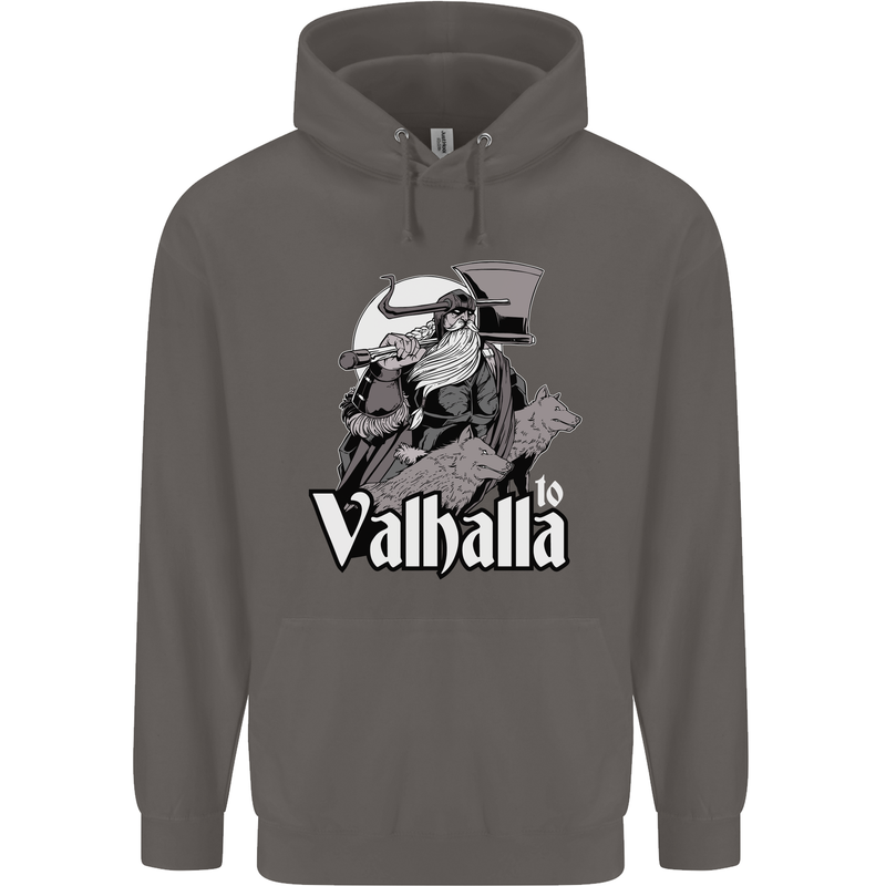 To Valhalla Viking Warrior Odin Mens 80% Cotton Hoodie Charcoal