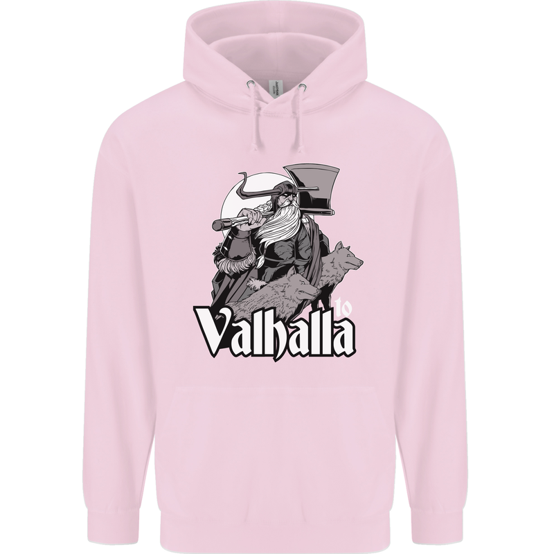 To Valhalla Viking Warrior Odin Mens 80% Cotton Hoodie Light Pink