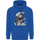 To Valhalla Viking Warrior Odin Mens 80% Cotton Hoodie Royal Blue