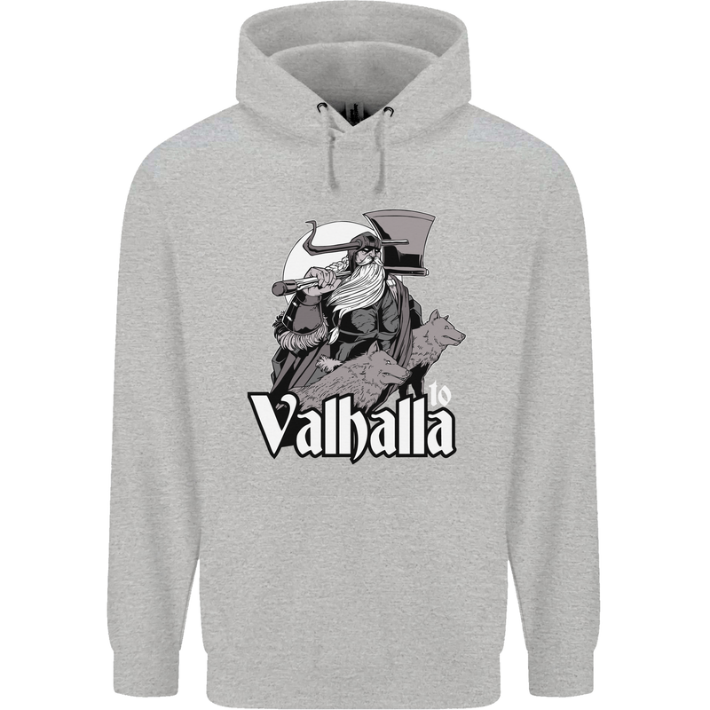 To Valhalla Viking Warrior Odin Mens 80% Cotton Hoodie Sports Grey