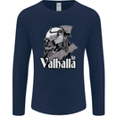 To Valhalla Viking Warrior Odin Mens Long Sleeve T-Shirt Navy Blue