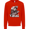 To Valhalla Viking Warrior Odin Mens Sweatshirt Jumper Bright Red