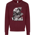 To Valhalla Viking Warrior Odin Mens Sweatshirt Jumper Maroon