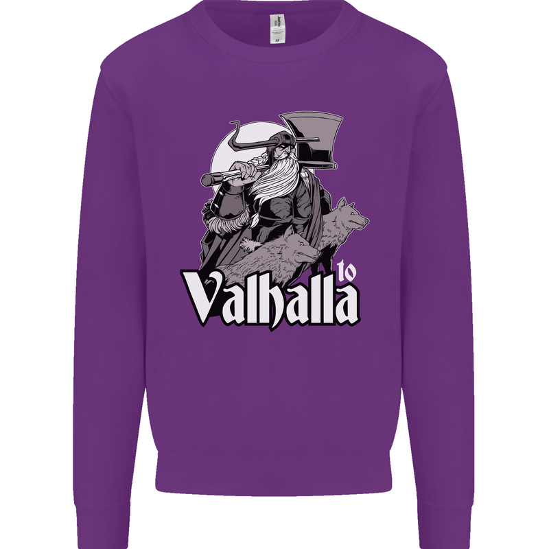 To Valhalla Viking Warrior Odin Mens Sweatshirt Jumper Purple
