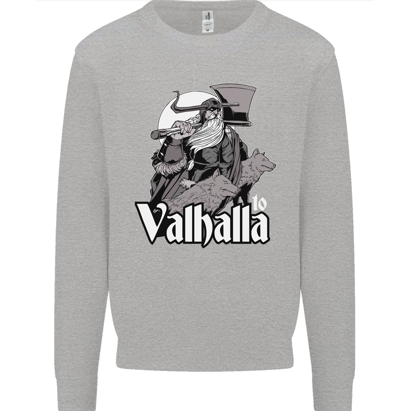 To Valhalla Viking Warrior Odin Mens Sweatshirt Jumper Sports Grey