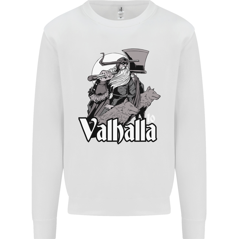 To Valhalla Viking Warrior Odin Mens Sweatshirt Jumper White