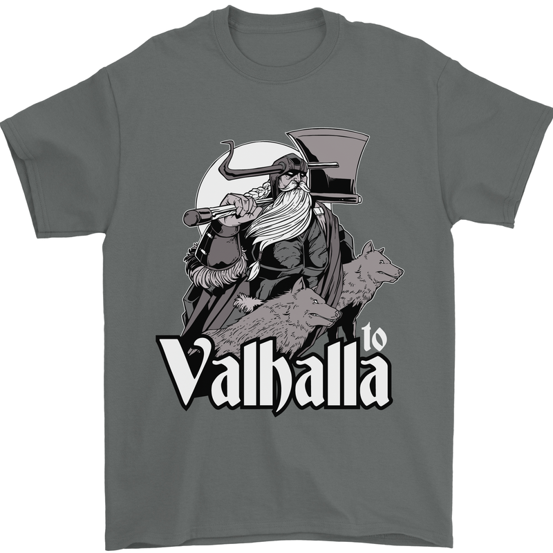 To Valhalla Viking Warrior Odin Mens T-Shirt 100% Cotton Charcoal