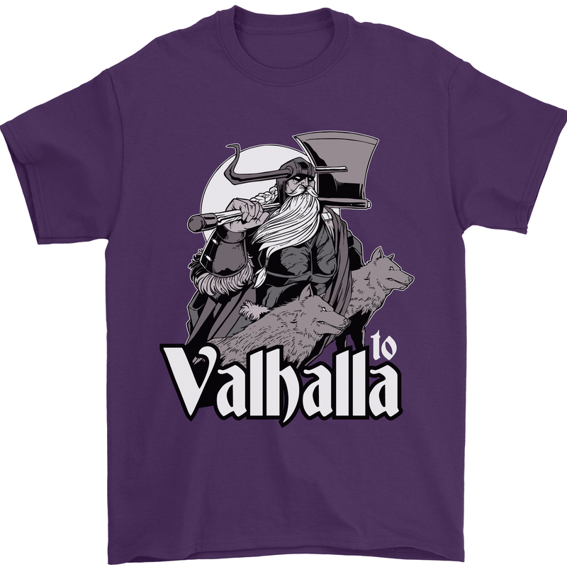 To Valhalla Viking Warrior Odin Mens T-Shirt 100% Cotton Purple