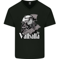 To Valhalla Viking Warrior Odin Mens V-Neck Cotton T-Shirt Black