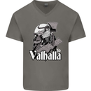 To Valhalla Viking Warrior Odin Mens V-Neck Cotton T-Shirt Charcoal