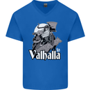 To Valhalla Viking Warrior Odin Mens V-Neck Cotton T-Shirt Royal Blue