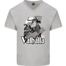 To Valhalla Viking Warrior Odin Mens V-Neck Cotton T-Shirt Sports Grey