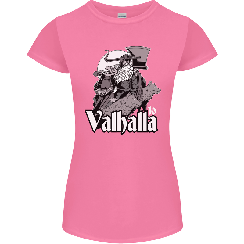 To Valhalla Viking Warrior Odin Womens Petite Cut T-Shirt Azalea