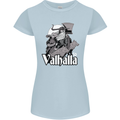 To Valhalla Viking Warrior Odin Womens Petite Cut T-Shirt Light Blue
