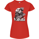 To Valhalla Viking Warrior Odin Womens Petite Cut T-Shirt Red