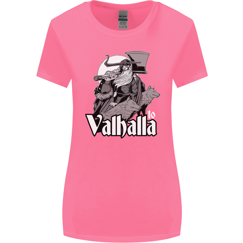 To Valhalla Viking Warrior Odin Womens Wider Cut T-Shirt Azalea