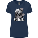 To Valhalla Viking Warrior Odin Womens Wider Cut T-Shirt Navy Blue