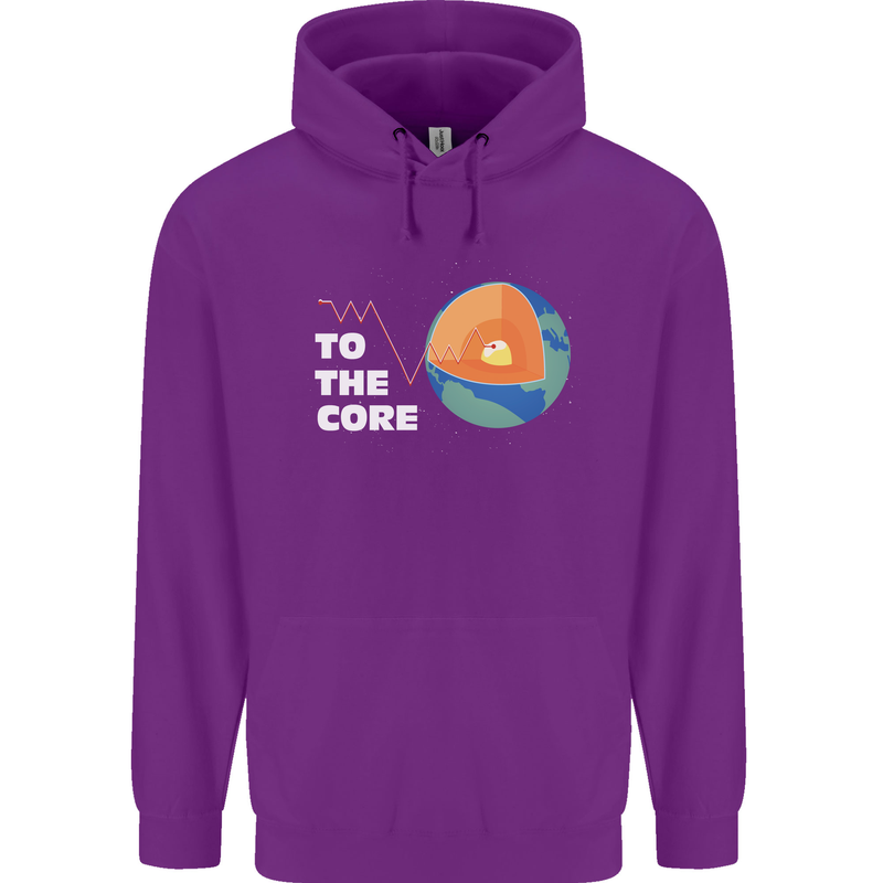 To the Core Climate Change ECG Heart Pulse Childrens Kids Hoodie Purple