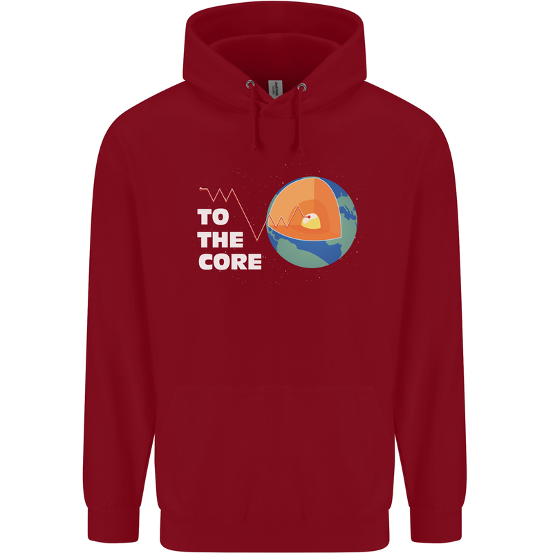 To the Core Climate Change ECG Heart Pulse Childrens Kids Hoodie Red