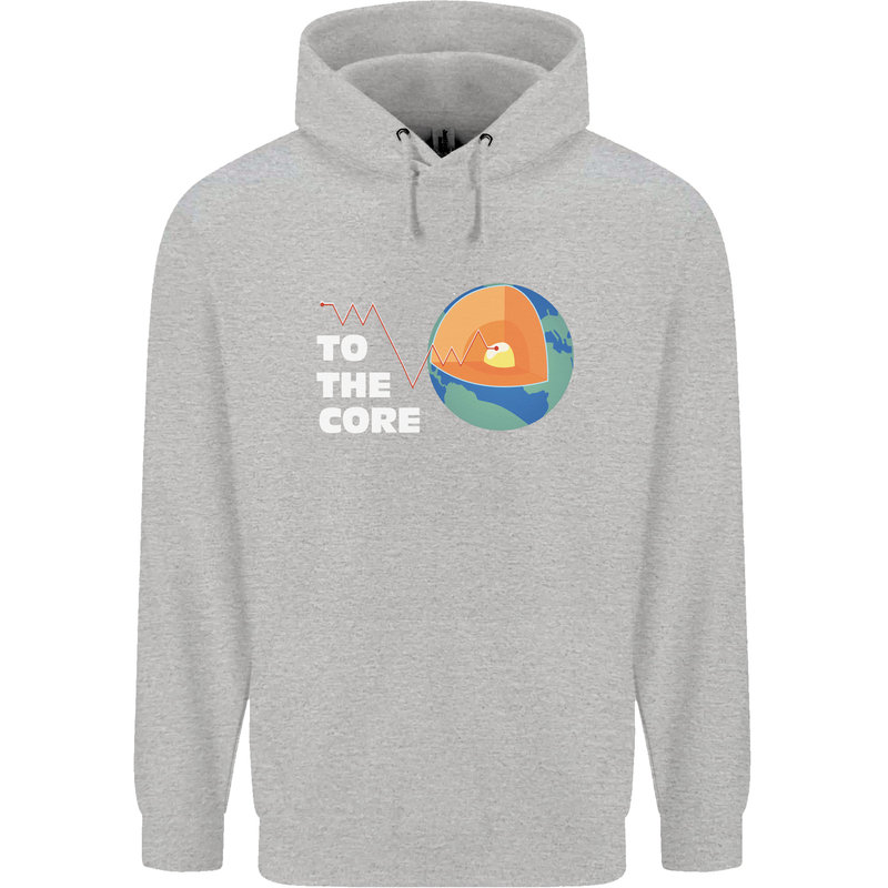 To the Core Climate Change ECG Heart Pulse Childrens Kids Hoodie Sports Grey