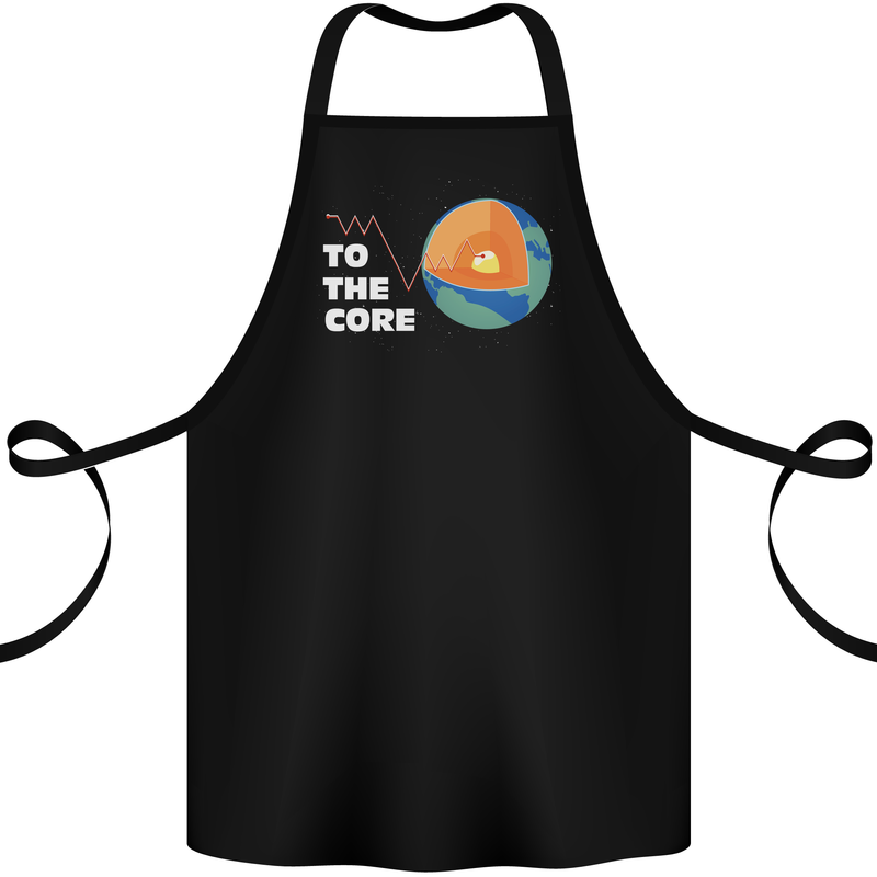 To the Core Climate Change ECG Heart Pulse Cotton Apron 100% Organic Black