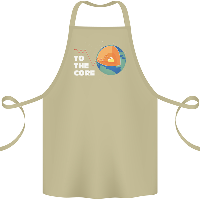 To the Core Climate Change ECG Heart Pulse Cotton Apron 100% Organic Khaki