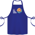 To the Core Climate Change ECG Heart Pulse Cotton Apron 100% Organic Royal Blue