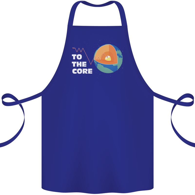 To the Core Climate Change ECG Heart Pulse Cotton Apron 100% Organic Royal Blue