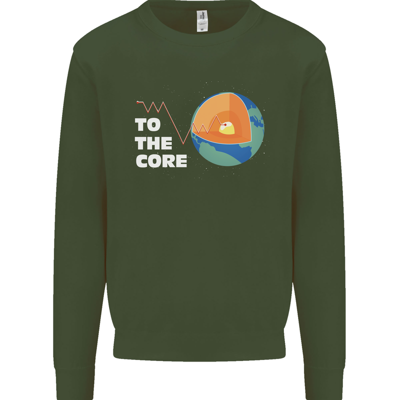 To the Core Climate Change ECG Heart Pulse Kids Sweatshirt Jumper Forest Green