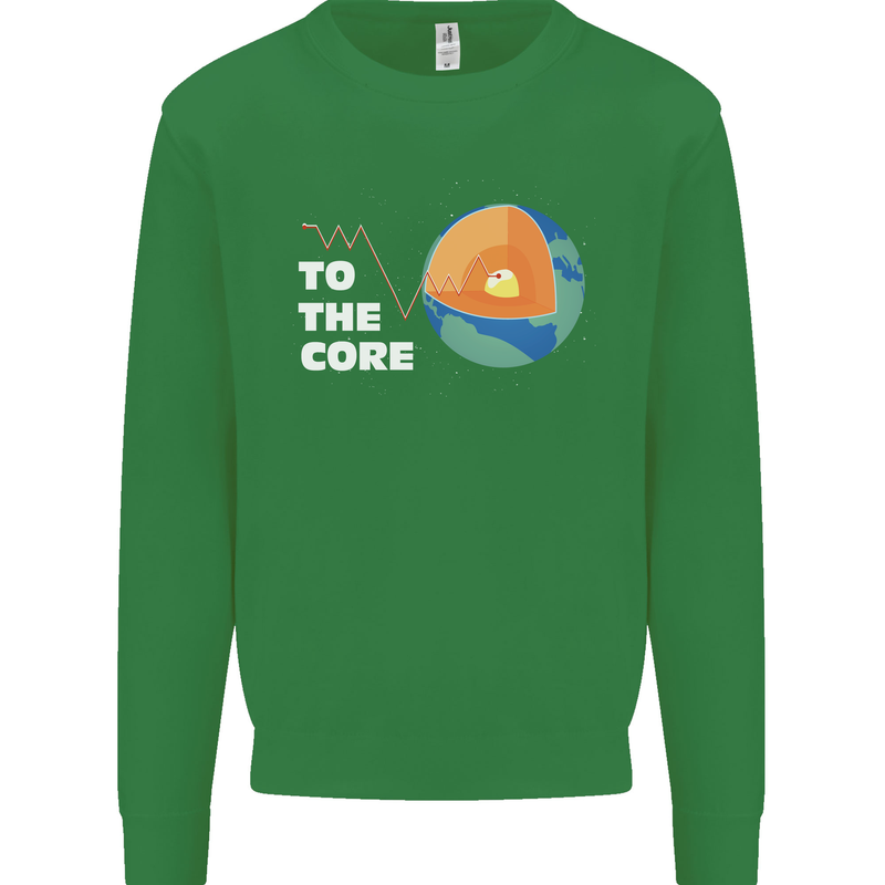 To the Core Climate Change ECG Heart Pulse Kids Sweatshirt Jumper Irish Green